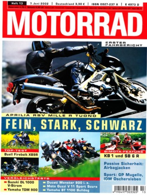 Titelbild: MOTORRAD 13/2002 – Top-Test Buell XB9R Firebolt; Yamaha TDM 900 im Vergleich