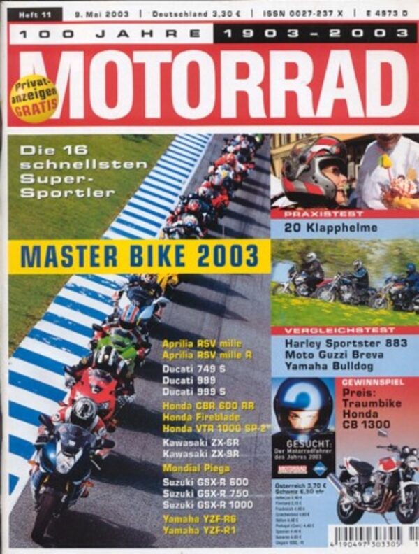 MOTORRAD 11/2003 – Top-Test Ducati Multistrada 1000 DS; Gebrauchtkauf Honda CB Seven Fifty