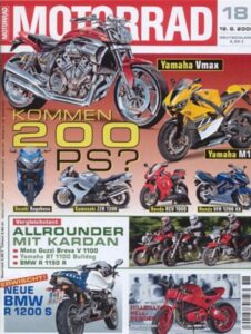 Titelseite: MOTORRAD 18/2005 – BMW R 1150 R vs. Moto Guzzi Breva V 1100 vs. Yamaha BT 1100 Bulldog
