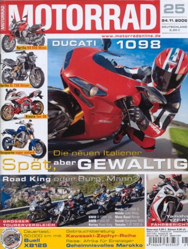 Titelbild: MOTORRAD 25/2006 – Dauertest-Abschluss Buell XB12S Lightning; Ducati 1098
