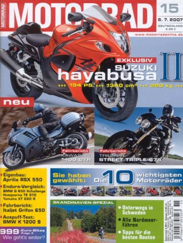 Titelbild: MOTORRAD 15/2007 – BMW G 650 Xchallenge im Vergleich; Auspufftest BMW K 1200 S