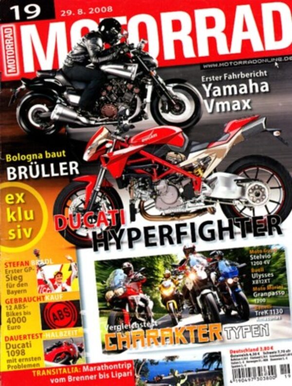 M200819-800 MOTORRAD 19/2008 – Fahrbericht Yamaha Vmax; Zubehör-Tipps Ducati 1098