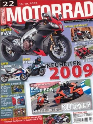 MOTORRAD 22/2008 – Ducati 848 vs. Suzuki GSX-R 750 vs. Triumph Daytona 675