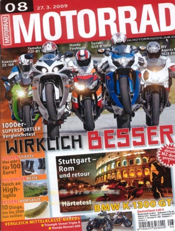 Titelbild: MOTORRAD 8/2009 – Test BMW K 1300 GT; Gebrauchtkauf Suzuki GSX 750 F