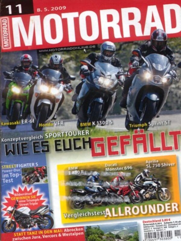 MOTORRAD 11/2009 – Top-Test Ducati Streetfighter S; Erinnerungen Honda NSR 250 SE