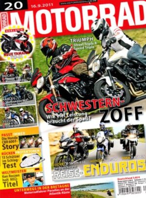 M201120-800 MOTORRAD 20/2011 – Triumph Street Triple R vs. Speed Triple; Erinnerungen Yamaha RD 350