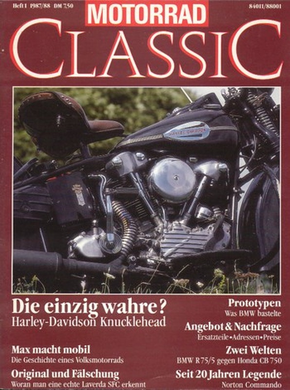 Titelbild: Motorrad Classic 01/1987 – Norton Commando, BMW R 75/5