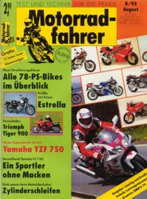 Motorradfahrer 8/1993 – Triumph Tiger 900; BMW K 75 S Walter-Gespann