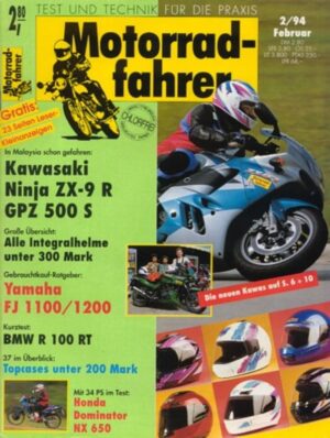 Motorradfahrer 2/1994 – Kawasaki ZX-9R Ninja; Honda NX 650 Dominator