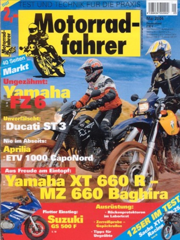 Titelbild: Motorradfahrer 5/2004 – Yamaha FZ6 Fazer, Ducati ST3, Suzuki GS 500 F