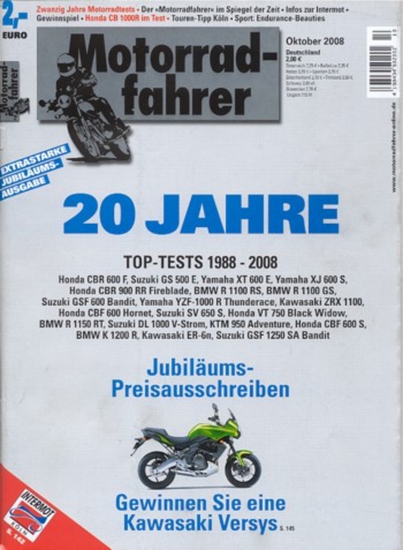 MF200810-800 Motorradfahrer 10/2008 – Honda CB 1000 R, 20 Jahre Top-Tests 1988-2008, Intermot