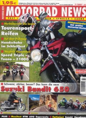 MOTORRAD NEWS 7/2007 – Vergleich Speed Triple vs. Tuono 1000 R vs. Z 1000
