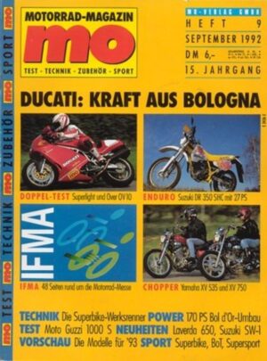 MO 9/1992 – Test Ducati 900 Superlight, Yamaha XV 535 und XV 750 Virago