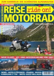 Titelseite: REISE MOTORRAD ride on! 4/2007 – Test Yamaha FZ1 Fazer GT; Kawasaki Z 750