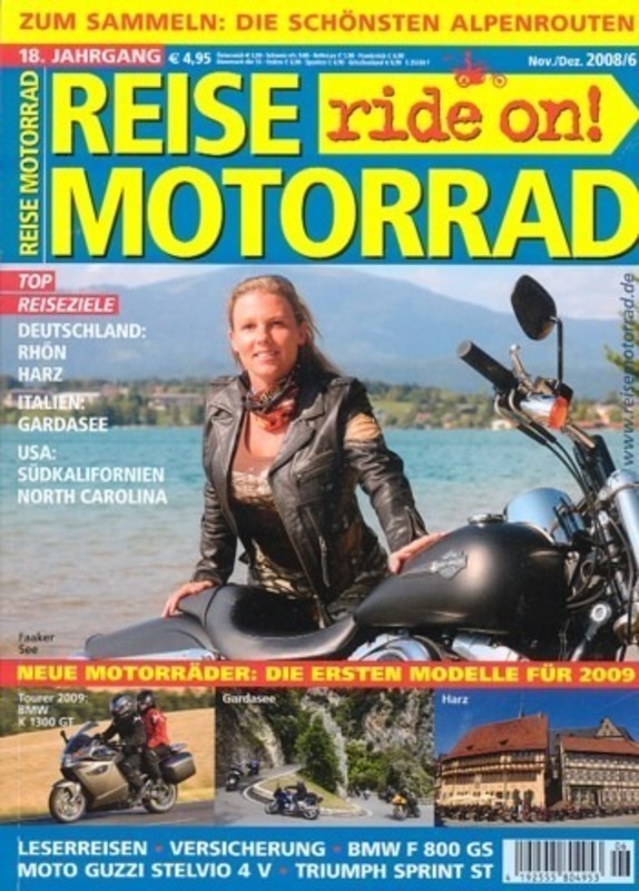 Titelbild: REISE MOTORRAD ride on! 6/2008 – Test Moto Guzzi Stelvio 1200; Triumph Sprint ST