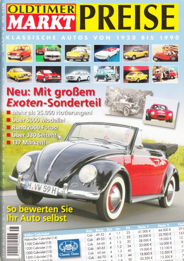 SH45 OLDTIMER MARKT Sonderheft Nr. 45 – Oldtimer-Preise mit Exoten-Sonderteil