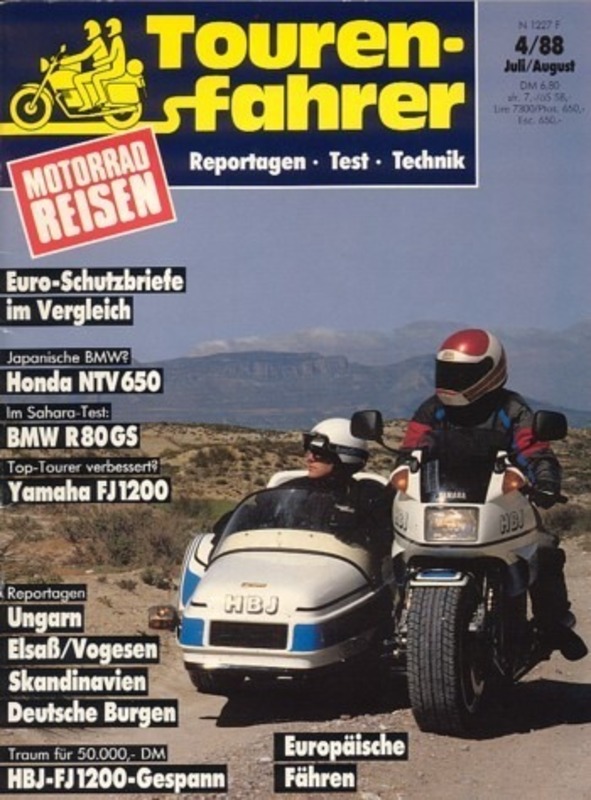 Titelbild: Tourenfahrer 4/1988 – Honda NTV 650 Revere; BMW R 80 GS Sahara