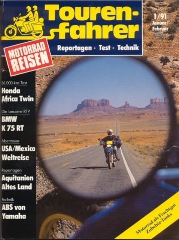 Titelbild: Tourenfahrer 1/1991 – Honda XRV 650 Africa Twin; BMW K 75 RT