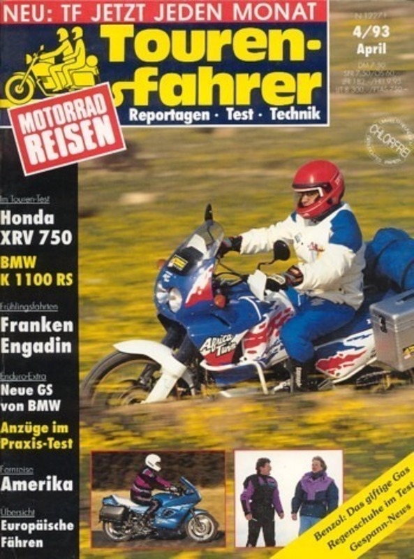 Titelbild: Tourenfahrer 4/1993 – Honda XRV 750 Africa Twin; BMW K 1100 RS