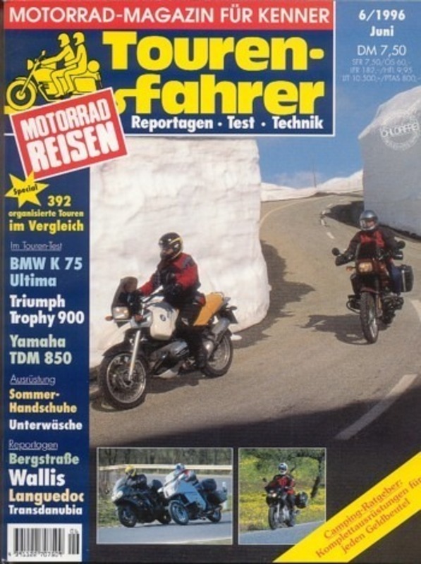 Titelbild: Tourenfahrer 6/1996 – BMW K 75 RT Ultima vs. Triumph Trophy 900