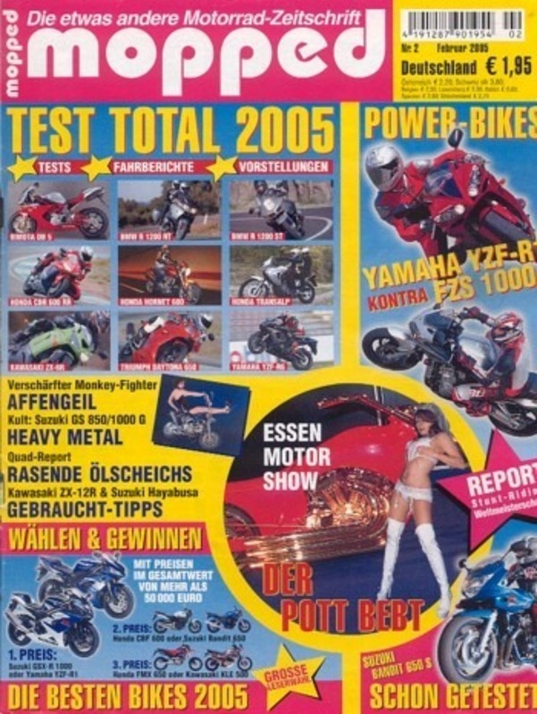 Titelbild: mopped 2/2005 – Triumph Daytona 650 mit 84 kW (114 PS) im Vergleichstest, Yamaha YZF-R6 mit 88 kW (120 PS) im Vergleichstest