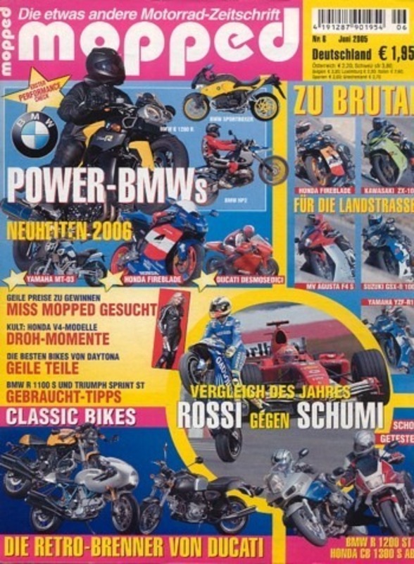 mopped 6/2005 – Honda CBR 1000 RR FireBlade mit 126 kW (171 PS) im Vergleichstest, Suzuki GSX-R 1000 mit 131 kW (178 PS) im Vergleichstest