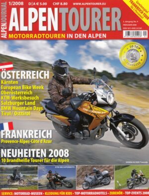 AT200801 ALPENTOURER 1/2008 – Honda XL 700 V Transalp, Kawasaki 1400 GTR, BMW R 1200 GS