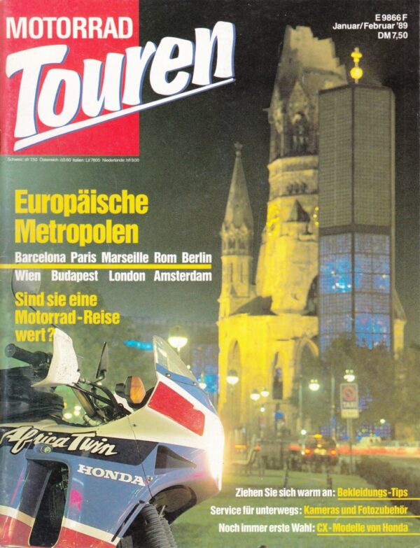 M T198901 MOTORRAD Touren 1/1989 – Honda CX-Modelle, Europäische Metropolen