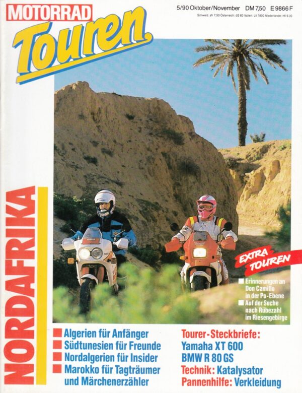 M T199005 MOTORRAD Touren 5/1990 – Yamaha XT 600, BMW R 80 GS, Nordafrika