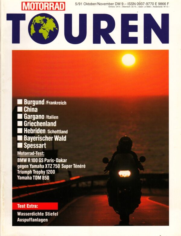 MOTORRAD Touren 5/1991 – BMW R 100 GS PD vs. Yamaha XTZ 750 Super Ténéré