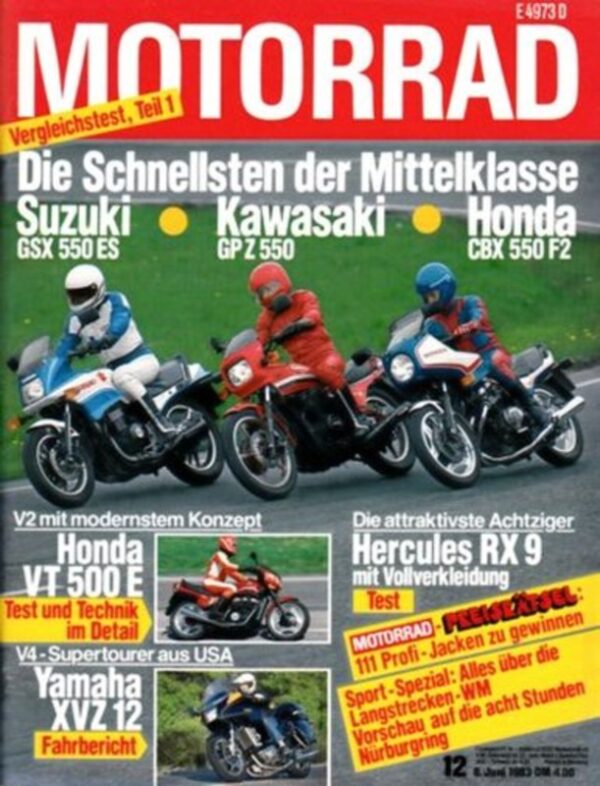 M198312-800 MOTORRAD 12/1983 – Honda CBX 550 F2 vs. Kawasaki GPZ 550 vs. Suzuki GSX 550 ES