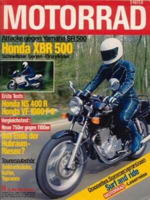 MOTORRAD 11/1985 – Test Honda XBR 500, Suzuki GSX-R 750 vs. Yamaha FZ 750
