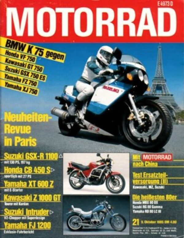 M198521-800 MOTORRAD 21/1985 – BMW K 75 C vs. Honda VF 750 F, Jawa 350 vs. MZ ETZ 250