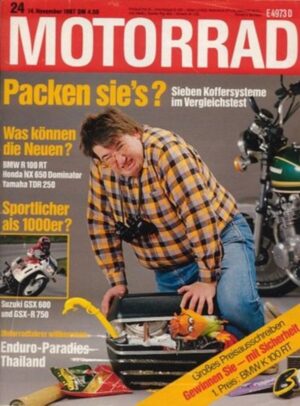 MOTORRAD 24/1987 – Test BMW R 100 RT, Fahrbericht Honda NX 650 Dominator