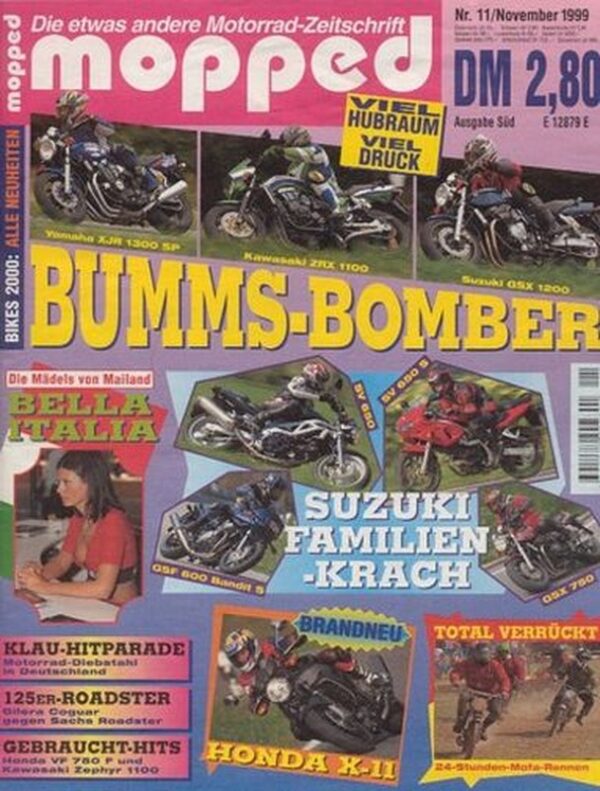 mopped 11/1999 + Yamaha XJR 1300 SP vs. Kawasaki ZRX 1100 vs. Suzuki GSX 1200