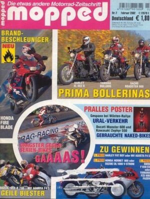 mopped 2/2002 + Harley XL 883 R, Yamaha Bulldog, Sachs Roadster 800