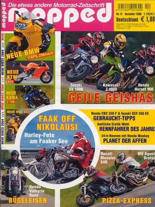 mopped 12/2003 + Suzuki SV 1000 vs. Kawasaki Z 1000 vs. Honda CB 900 F Hornet