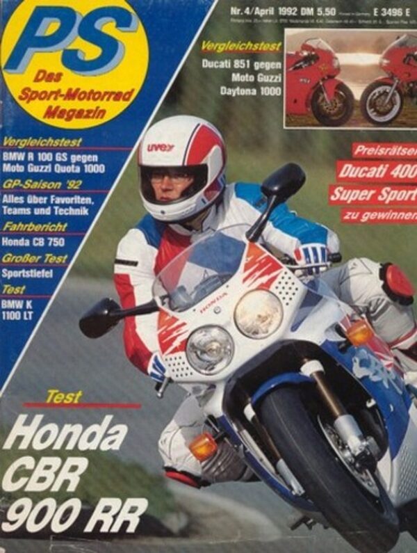 PS 4/1992 – Honda CBR 900 RR, BMW K 1100 LT, Honda CB 750 SevenFifty