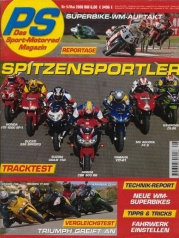 PS 5/2000 – Vergleich Ducati 748 vs. Kawasaki ZX-6R vs. Triumph TT 600