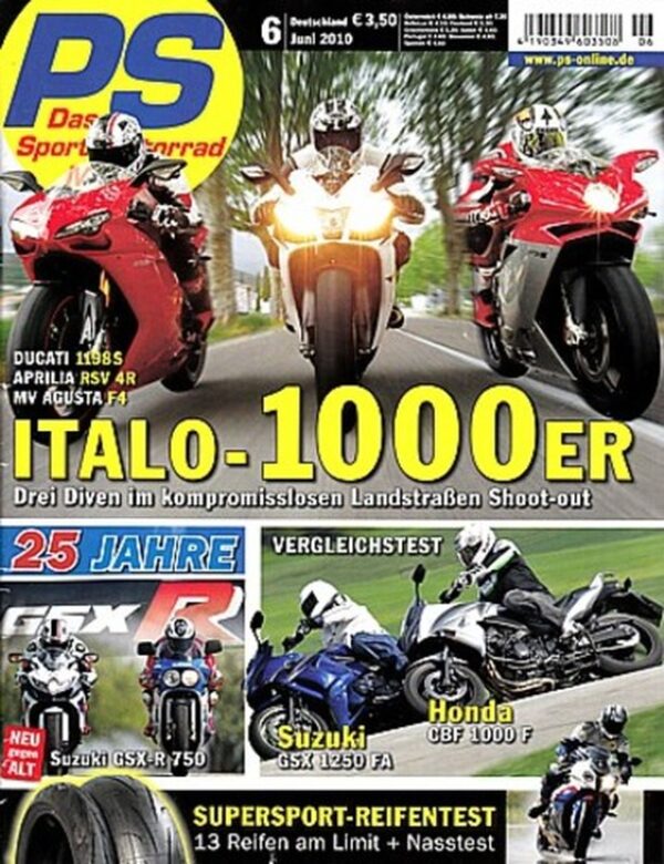 PS 6/2010 – Ducati 1198 S, Aprilia RSV4 R, MV Agusta F4, Suzuki GSX-R 750