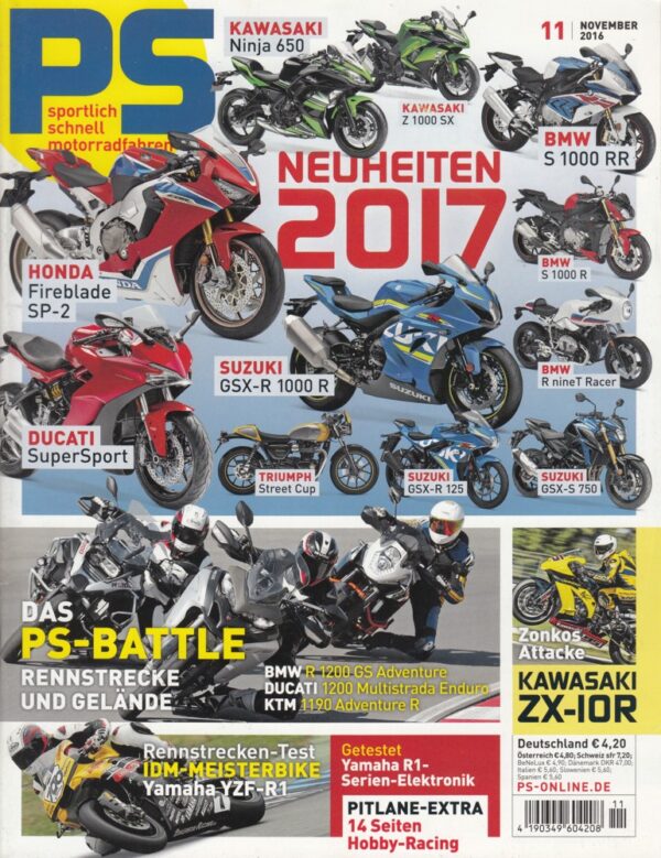 PS 11/2016 – BMW R 1200 GS Adventure, Yamaha YZF-R1, Kawasaki ZX-10R