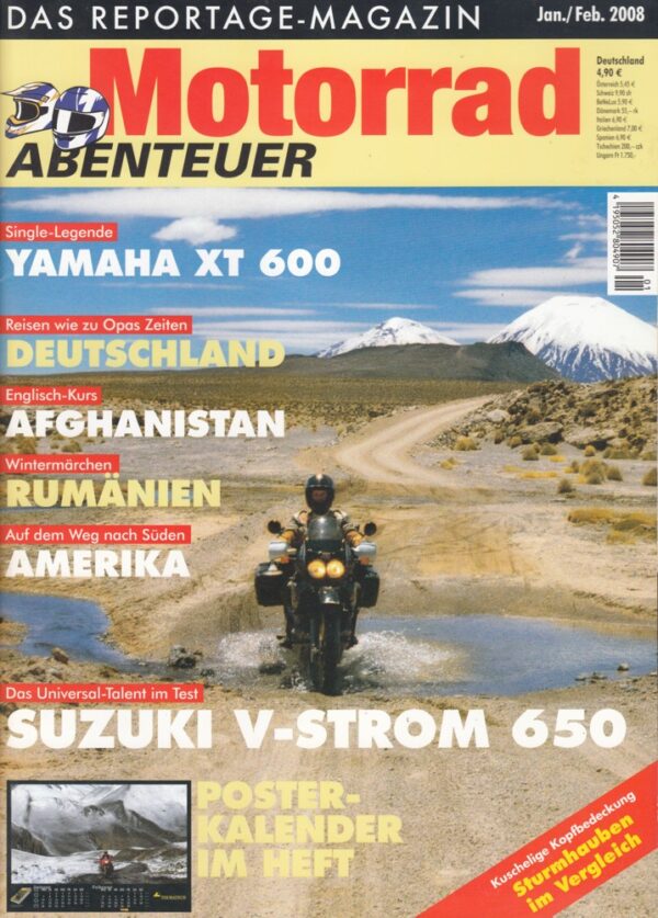 Motorrad ABENTEUER 1/2 2008 – Test BMW R 1200 GS; Test Honda Transalp; Test Suzuki V-Strom 650; Yamaha XT 600, ab Modell 1984, gebraucht kaufen