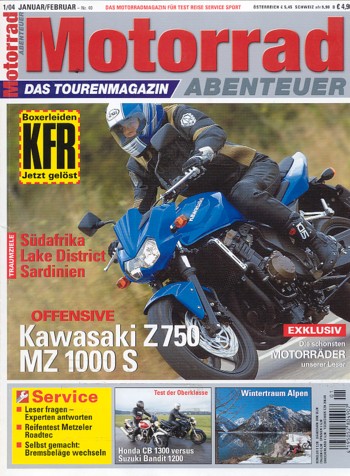 Motorrad ABENTEUER 1/2004 – Honda CB 1300; Suzuki GSF 1200 Bandit; Test Kawasaki Z 750; Test MZ 1000 S