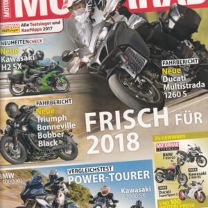MOTORRAD 01/2018 – Frisch für 2018: Multistrada 1260 S, H2 SX, Bobber Black, Power‑Tourer Vergleich