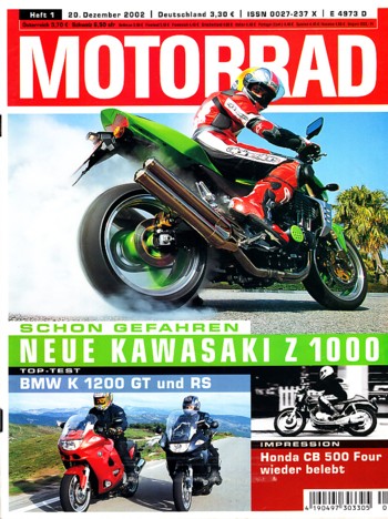 MOTORRAD 1/2003 – Test Kawasaki Z 1000; Test BMW K 1200 GT; Test Yamaha YZF-R6; Test Ghezzi-Brian Furia