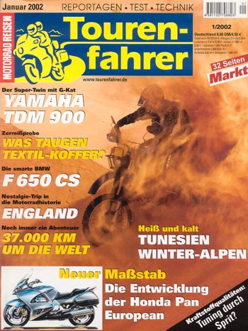 Tourenfahrer 1/2002 – Honda ST 1100 Pan European, Modell-Geschichte, Yamaha TDM 900 mit 63 kW (86 PS) Probefahrt