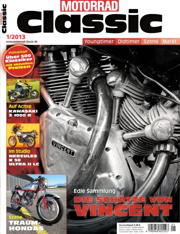 MOTORRAD CLASSIC 1/2013 – Kawasaki Z 1000 R, die Eddie-Lawson-Replika; Hercules K 50 Ultra II LC, ein Kult-Kleinkraftrad