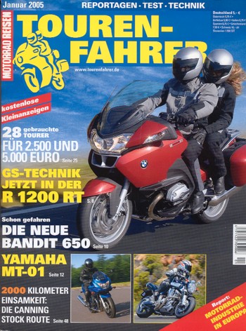TOURENFAHRER 1/2005 – Yamaha MT-01 mit 66 kW (90 PS) Probefahrt, BMW R 1200 RT mit 81 kW (110 PS) Vorstellung