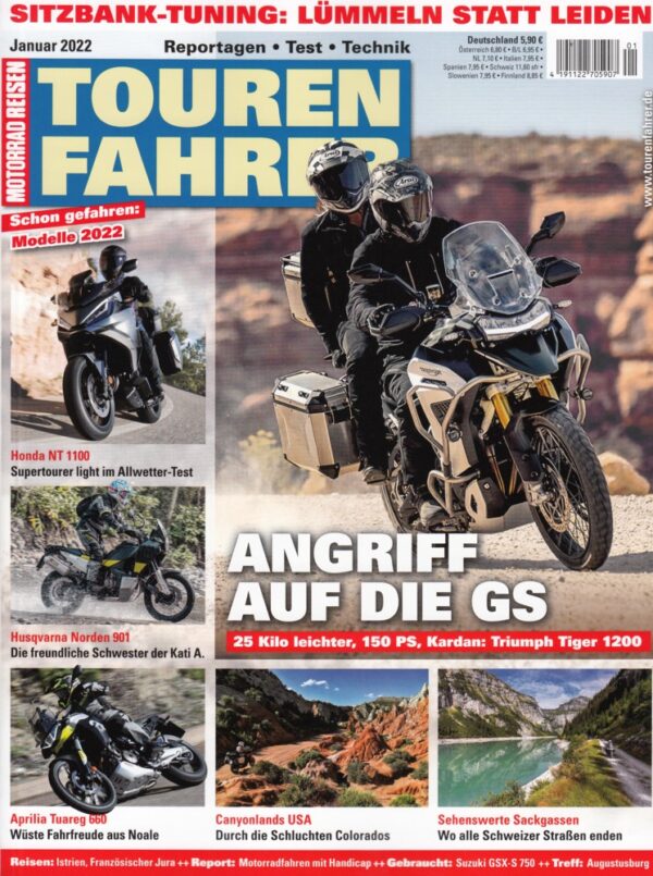 TOURENFAHRER 1/2022 – Honda NT 1100 mit 75 kW (105 PS) im Test, Husqvarna Norden 901 mit 77 kW (105 PS) im Test