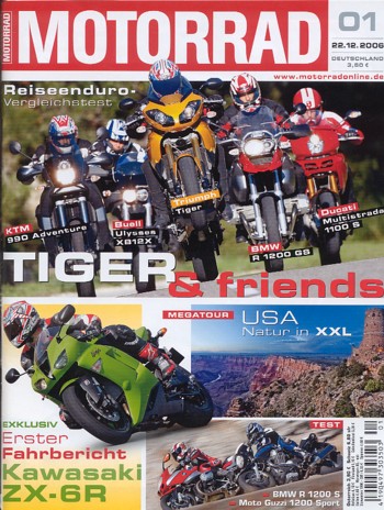 MOTORRAD 1/2007 – Test Kawasaki Ninja ZX-6R; BMW R 1200 S; Moto Guzzi 1200 Sport; Pierobon - F042 Ducati